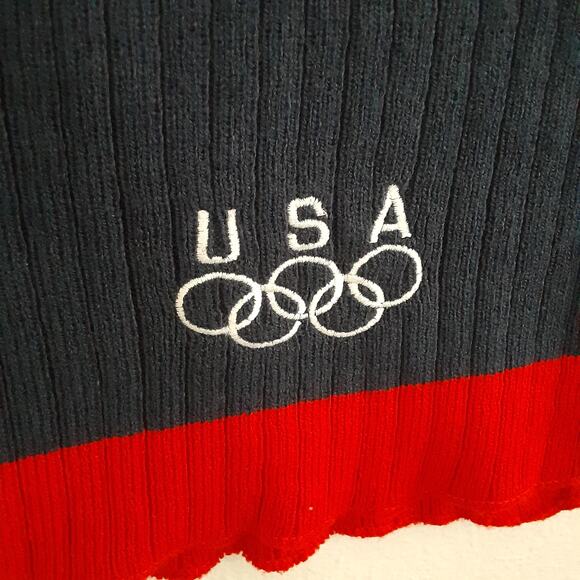 Team USA Olympic Games Official Embroidered Rings Logo Knit Rectangle Scarf Blue - Picture 3 of 4